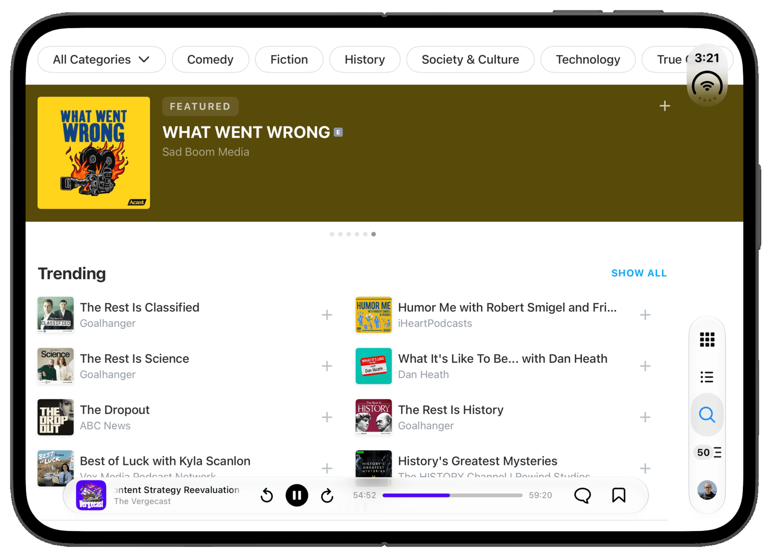Discover with the mini player on the unfolded iPhone Duo