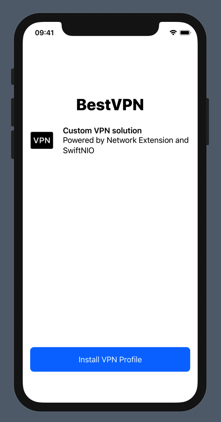 VPN iOS app screenshot welcome page