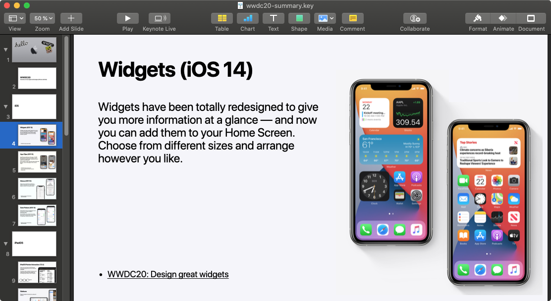 WWDC20 Summary Keynote screenshot