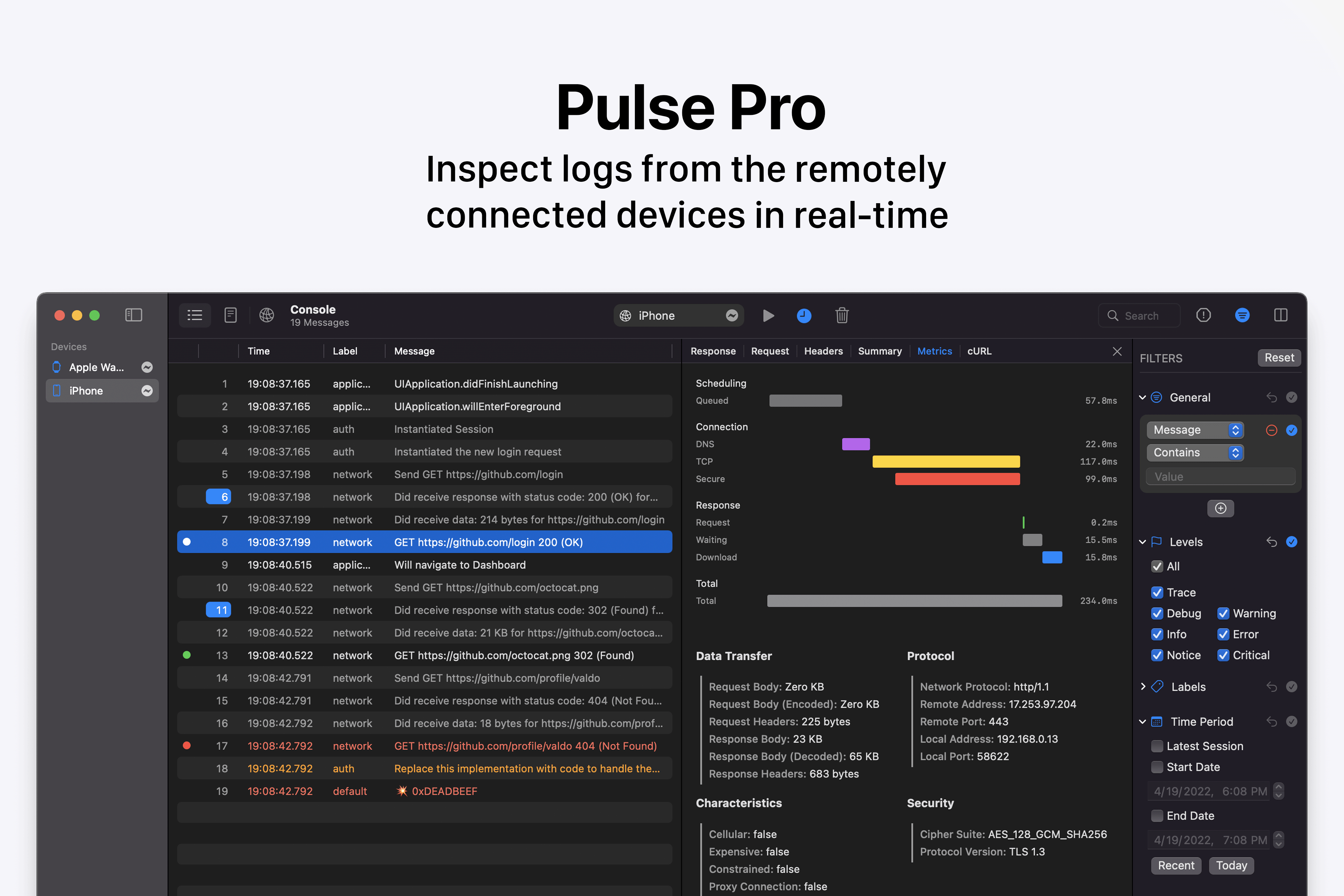 Pulse, a structured logging system built using SwiftUI